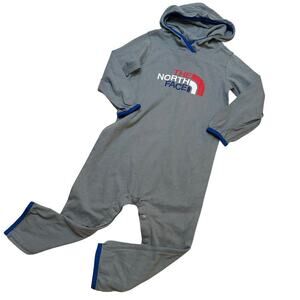 The North Face Baby Hooded Coverall Romper Gray Blue 18-24M